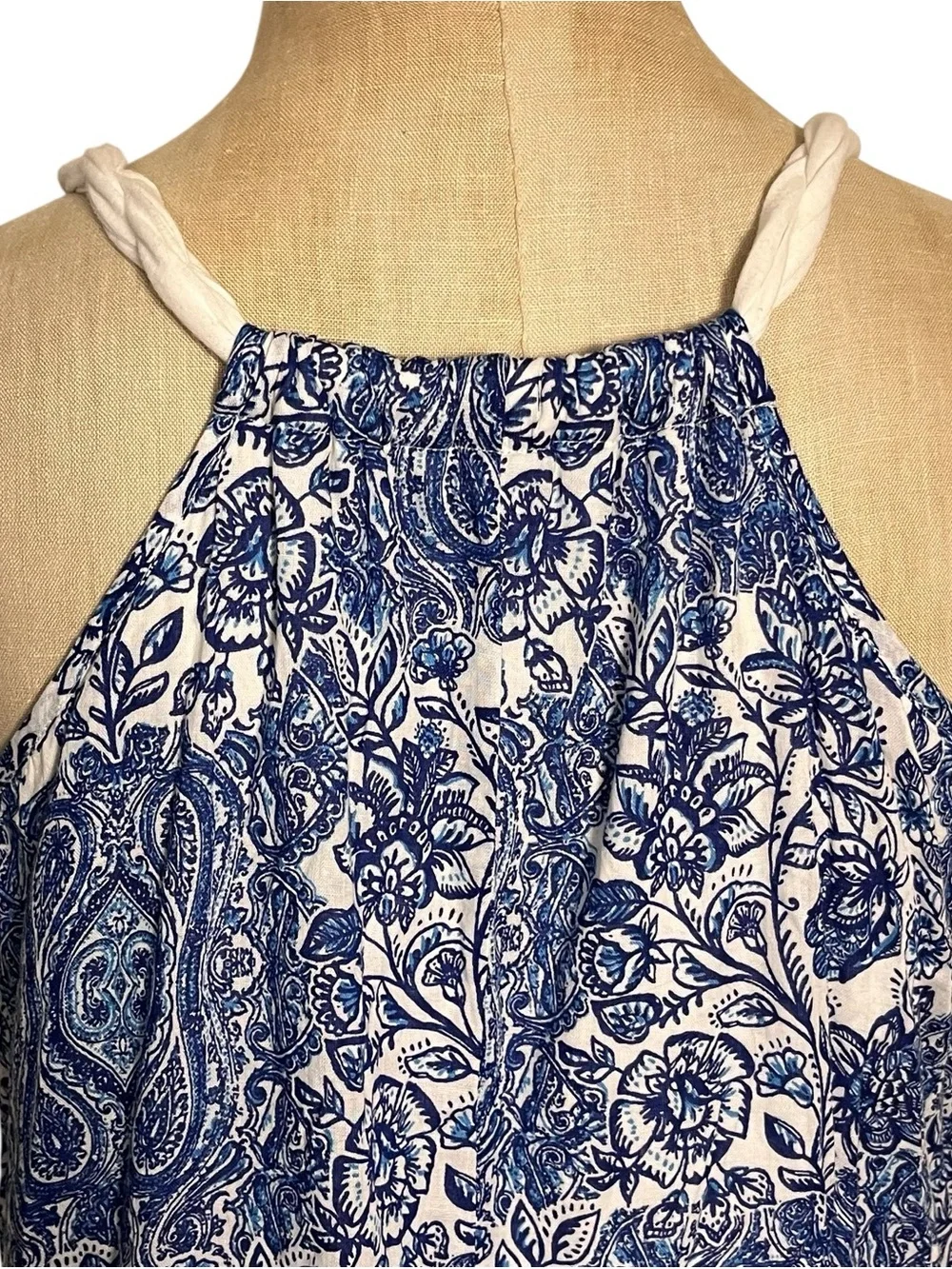 Garnet Hill Cotton Gauze Cover Up Maxi Midi Crinkle Sundress Dress Print — PM - Picture 6 of 13